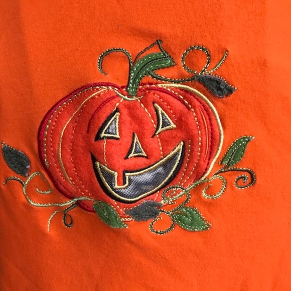 Halloween Pullover Top Jack O Lantern White Stag - Picture 2 of 7